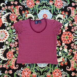 SO Red and Pink Cropped Fitted T-Shirt